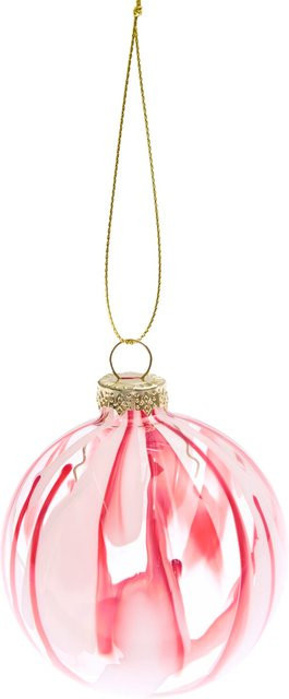 Rico Design Weihnachts-Glaskugel mit Marmorierung in Rot/Weiß, Durchmesser: 8,0 cm - Bild 1