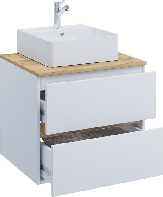 VCM Waschtisch-Set Cosila-A in Weiß mit Keramikbecken und Badschrank mit 2 Softclose-Schubladen, H x B x T: 51 x 60 x 47 cm - Bild 1