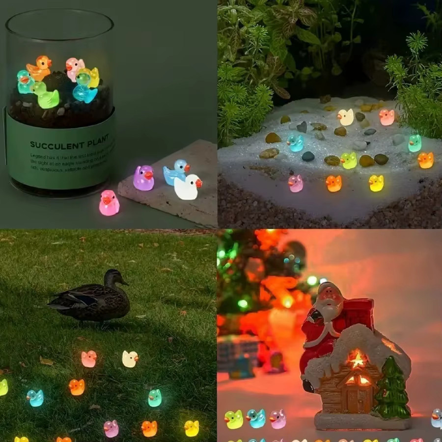 XYTLEZONE Mini leuchtende Enten aus Kunstharz als kreative Dekoration für Tisch und Inneneinrichtung - Bild 4