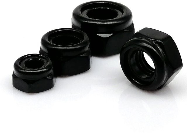 SCREWHOME Selbstsichernde Nylockmuttern aus schwarzem Kohlenstoffstahl mit Nylon-Einsatz, Sechskant-Kontermuttern DIN985 - Bild 1