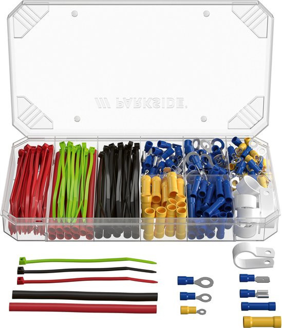 PARKSIDE Kleinteileset Niedervolt Kabel-Stecker-Kabelklemme Set aus Kunststoff in Mehrfarbig - Bild 1
