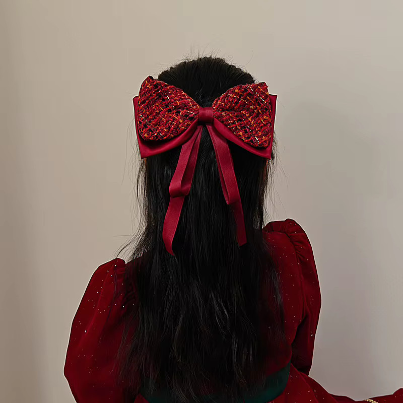 Xiaoxiangfeng Haarspange, Seidensatin, rote Schleife - Bild 2