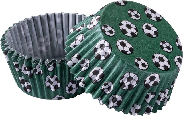 Zenker Muffinförmchen Fußball in Grün und Multicolour, 50 Stück, Durchmesser: 5 cm - Bild 1