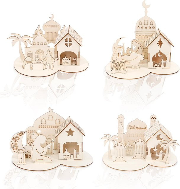 Cyuan DIY 3D Holzpuzzle Ramadan und Eid al-Fitr Dekoration in Beige - Bild 1