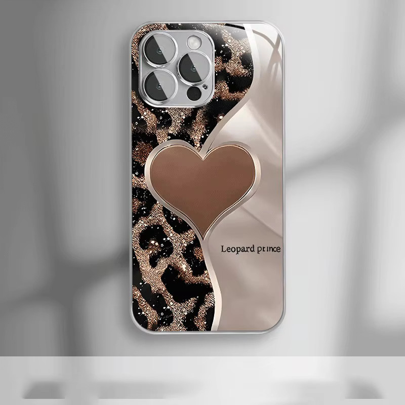 Luxus Handyhülle mit Herz und Leopard Print für Samsung Galaxy S25 S24 S23 S22 S21 S20 S10 FE Plus Ultra in Multicolour mit Glasabdeckung - Bild 3