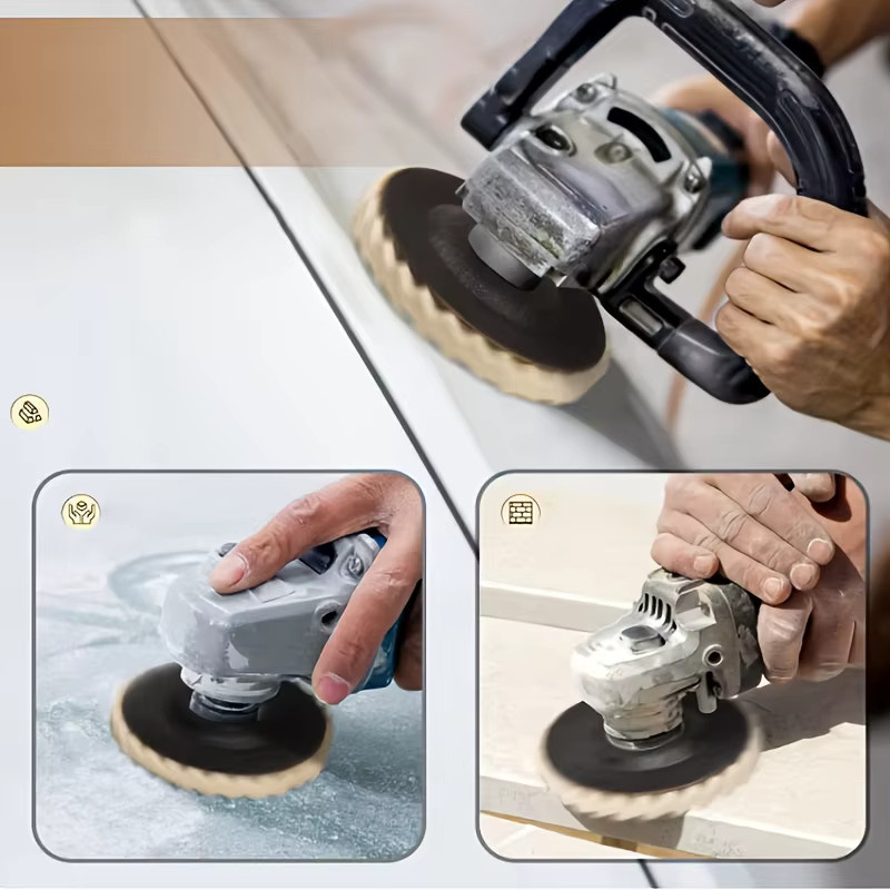 Wollfilz Polierpad für Winkelschleifer in Weiß, 4,5/5 Zoll Schleifscheibe zum Polieren von Metall, Glas und Keramik - Bild 4