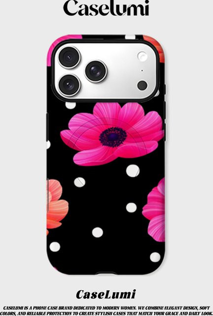 CaseLumi Matte Bumper Schutzhülle mit MagSafe Kompatibilität und Polka Petals Design für iPhone 17 16 15 14 13 Pro Max in Multicolour - Bild 1