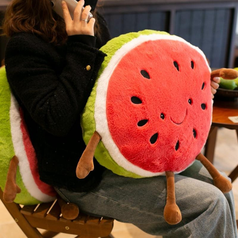 Süßes Mu Cheng Wassermelonen Plüschkissen in Multicolour, dekoratives Cartoon-Frucht-Plüschtier für Kinderzimmer und Sofa - Bild 2