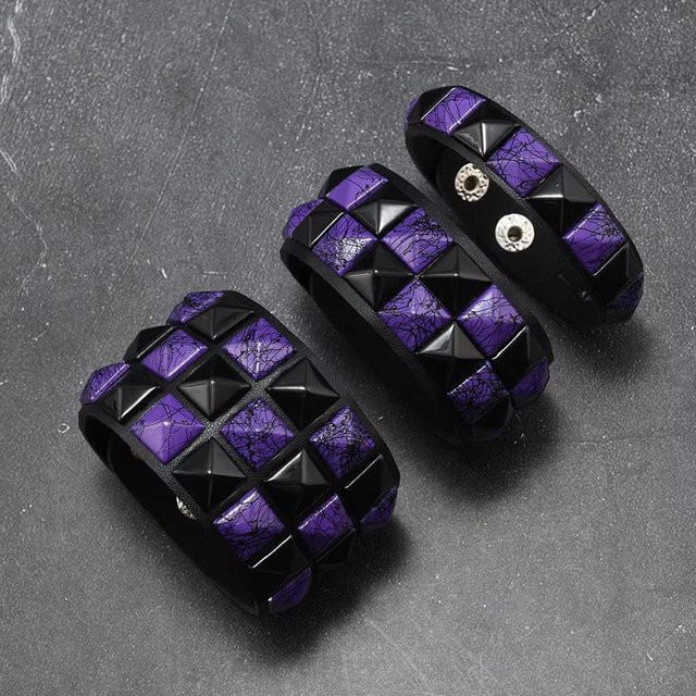 Puxinda Armband, Leder, Messing, Schwarz, Purple, Unisex - Bild 1