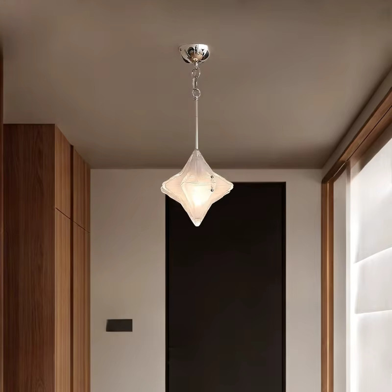 Claeted Designer Stern-Pendelleuchte aus Glas in Transparent mit Chrom-Details für Esszimmer, Küche und Flur - Bild 2