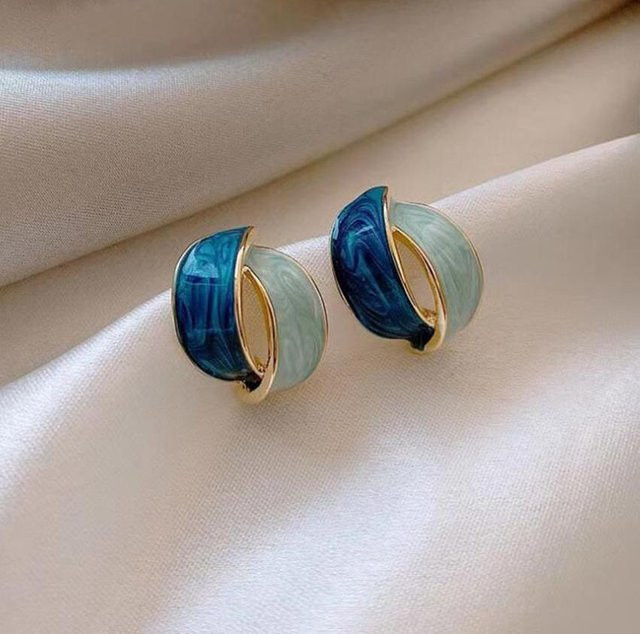 YIRAN Jewelry Ohrringe, Emaille, Kupfer, grau, Damen - Bild 1
