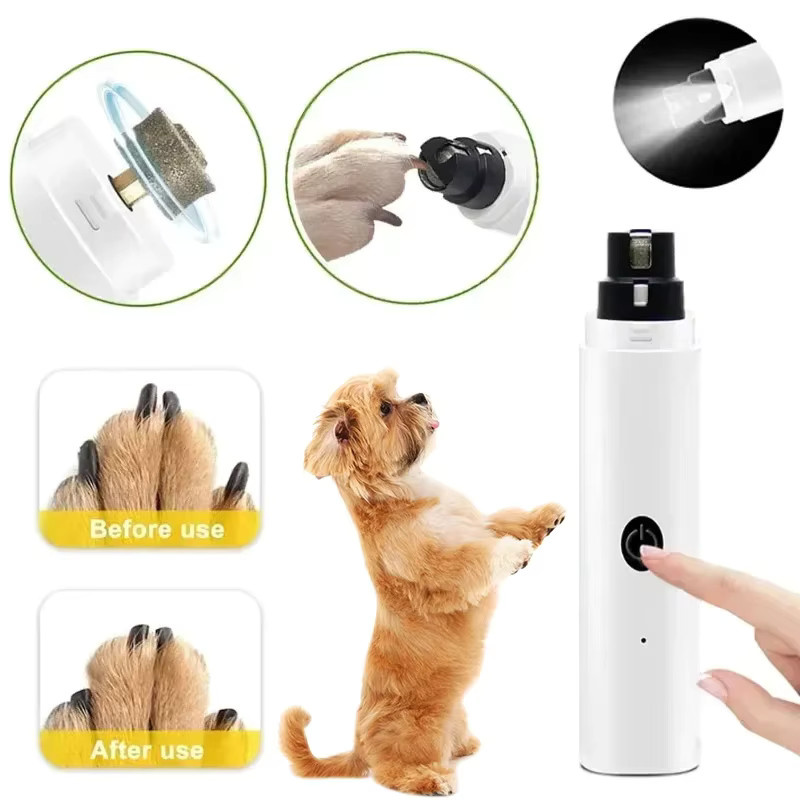 Elektrische Hundenagelschere in Weiß mit LED-Licht und USB-Ladefunktion für Hunde und Katzen - Bild 2