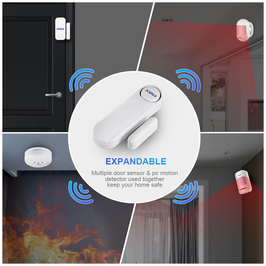 KERUI D121 Kabelloser Tür- und Fenstersensor-Alarm mit 120 dB Diebstahlschutz und Fernbedienung in Weiß - Bild 5