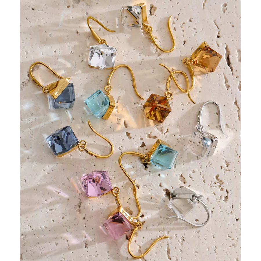 Yhpup Ohrringe Edelstahl, Kristall, Gold, Damen - Bild 2