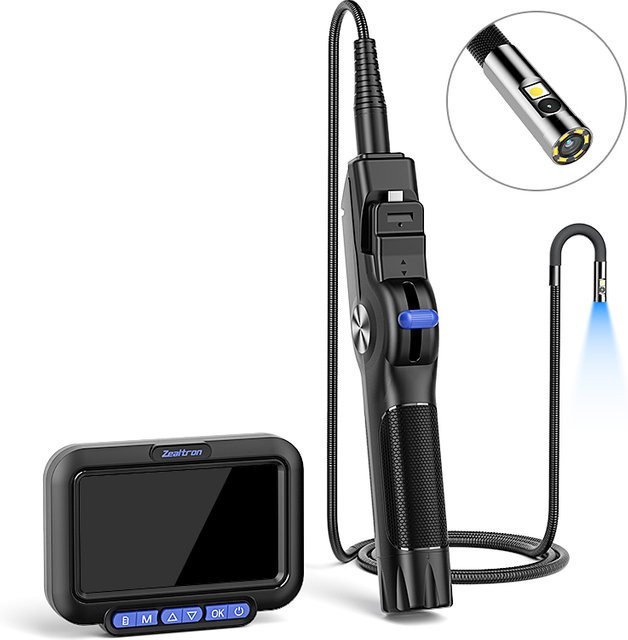 ZEMICAM 2-Wege-Lenk-Artikulations-Endoskop mit 1080P Dual-Kameras und 5-Zoll-IPS-Bildschirm in Schwarz für Kanal- und Fahrzeuginspektion (6,2mm) - Bild 1