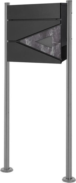 ML-Design Standbriefkasten mit Zeitungsfach in Silber mit Doppelfuß, Höhe: 120 cm - Bild 1