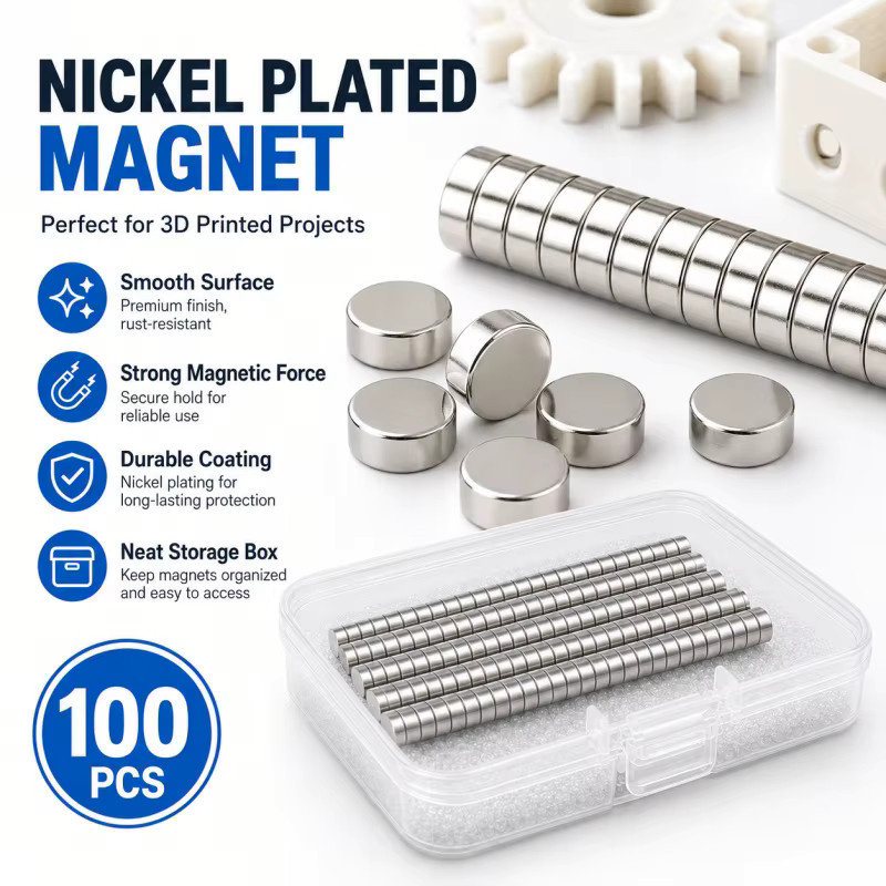 100 Stück 3D-Druck-Werkzeugset mit Neodym-Magneten in Silber für DIY-Modelle und Kühlschrankmagnete - Bild 3