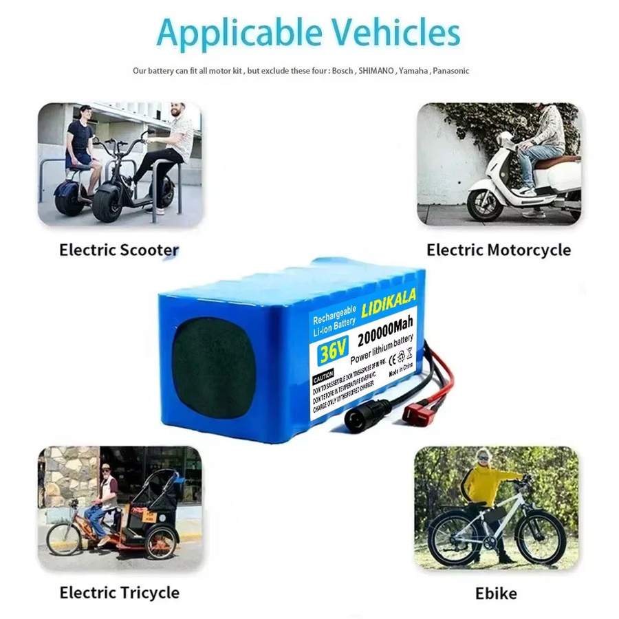 Lithium-Ionen-Akku 36V 200Ah 2000W 10S4P DC/T für E-Bike, Elektrofahrrad und Roller mit BMS in Blau - Bild 2