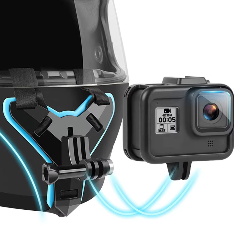 Helm-Kinnhalterung in Schwarz für DJI Action 6, DJI Action 5 Pro und GoPro Hero 13, 12, 11 Kamera-Zubehör für Motorradhelme - Bild 2