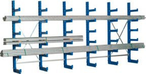 Regalwerk Kragarmregal KARL einseitiges Anbaufeld, blau, H x B x T: 200 x 100 x 50 cm, bis 750 kg belastbar und verstellbar - Bild 1