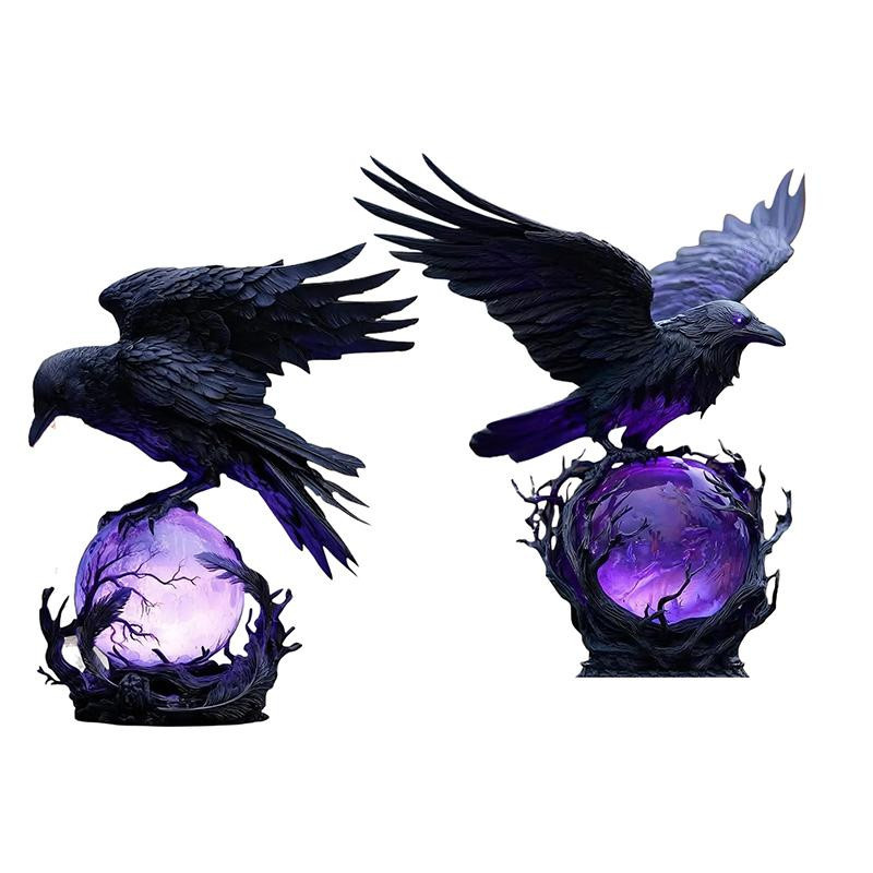Raven'S Moonlight Gothic LED-Tischlampe mit Butterflies Worked Design in Schwarz und Violett, dimmbare 3D Kugel-Skulptur mit Leuchteffekt - Bild 4