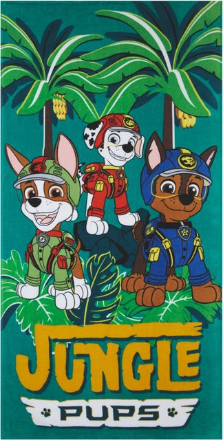 Paw Patrol Kinder Poncho und Strandtuch aus Baumwolle in Velours, Farben: Blau, Pink oder Mehrfarbig, Poncho B/H: 60 x 120 cm, Strandtuch B/H: 75 x 150 cm - Bild 1