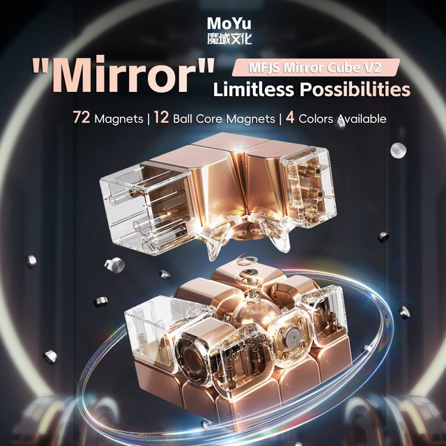MoYu MFJS Mirror Cube V2 3x3 Ball-Core UV Mirror Cube Puzzle, Silber, Golden Stickerless Speed Cube - Bild 1