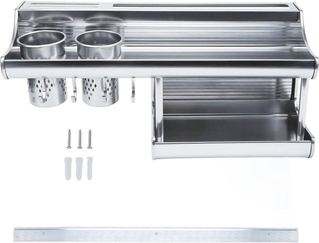 Aimo Wandmontiertes Küchenregal aus Aluminiumlegierung mit 2 Ebenen in Grau - Bild 1