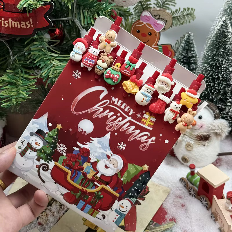 Weihnachts-Gelstifte in Rot mit Cartoon-Design für Studenten und Büro - Bild 2