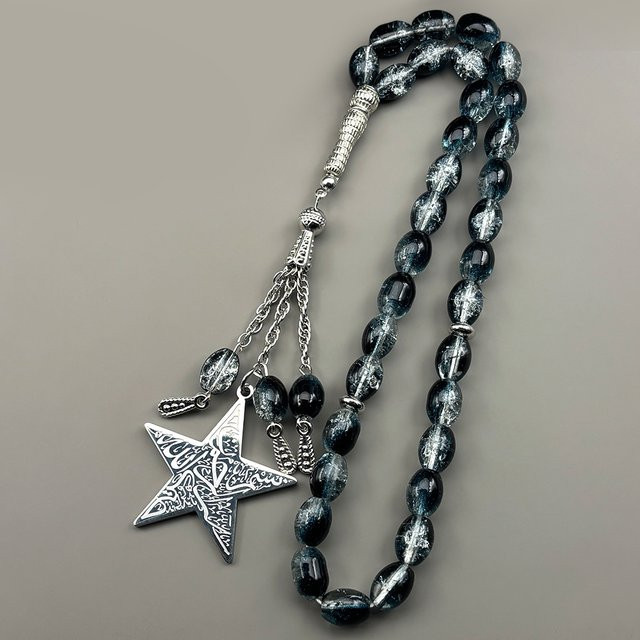 JYTF Auto-Anhänger Edelstahl, Silber, Glas-Gebetsperlen, Unisex - Bild 1