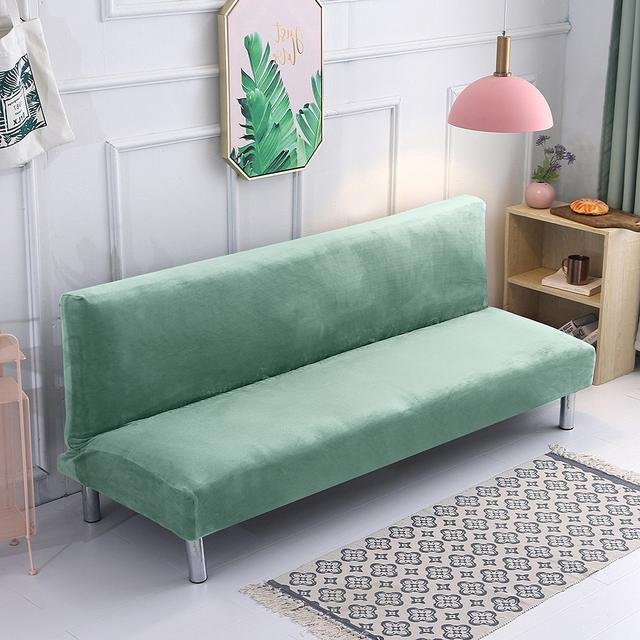 Leorate Samt-Plüsch-Sofa-Bettbezug ohne Armlehnen in Cyanblau, elastischer Stretch-Schutz für dein Sofa, Größe 150-185 cm - Bild 1