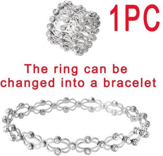 TuiYing001 Ring Armband, Silber, Weiß, Kristall, Unisex - Bild 1
