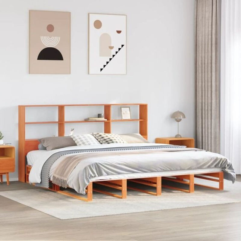 Massivholzbett aus Kiefer von Vidaxl in Braun im Landhausstil, B/T/H: 180 x 200 x 110 cm - Bild 1
