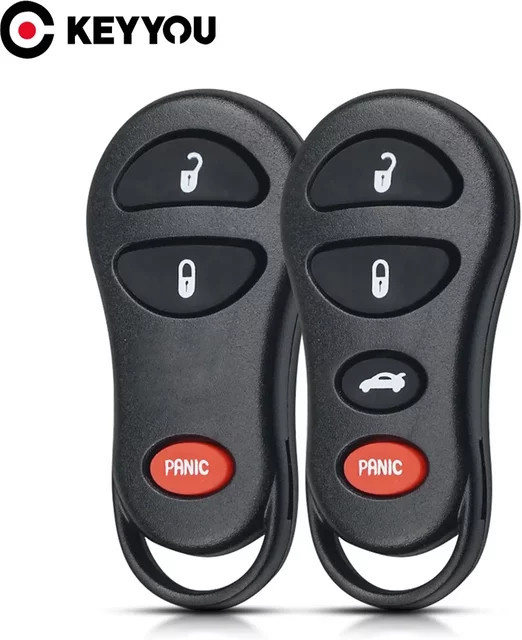 KEYYOU Ersatzgehäuse für Auto-Funkschlüssel Keyless Entry Remote Fob in Schwarz für Chrysler Voyager, Cruiser, Dodge Ram, Dakota und Jeep Cherokee - Bild 1