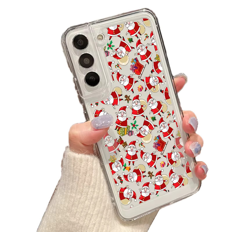 MOESOE Handyhülle mit Cartoon Santa Claus Design für Samsung Galaxy S25 S24 S23 S22 Ultra Plus FE A56 A36 A17 A16 A15 A55 A54, Transparent, Multicolour, TPU Schutzhülle - Bild 3