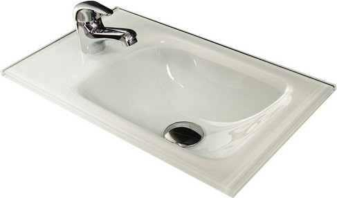 Fackelmann Handwaschbecken SBC Gäste Bad aus Glas in Weiß, B/H/T: 45 x 9,7 x 25 cm - Bild 1