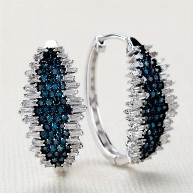 Creolen, blaue Zirkonia, gray, Damen - Bild 1