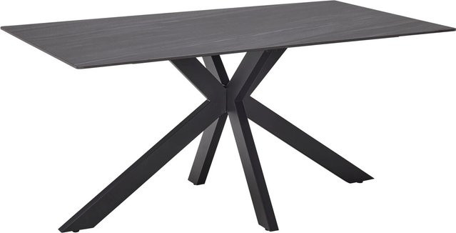 Based Esstisch Jonas rechteckig in Grau und Schwarz mit Keramikplatte und Metallgestell B/T/H: 160 x 90 x 76 cm - Bild 1