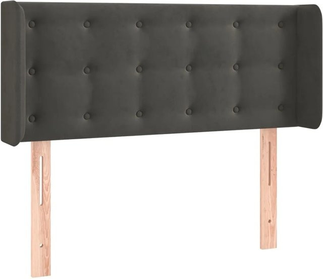 vidaXL LED Kopfteil aus Samt in Dunkelgrau mit USB-Ladeport und integrierter Beleuchtung, B/T/H: 103 x 16 x 78/88 cm - Bild 1
