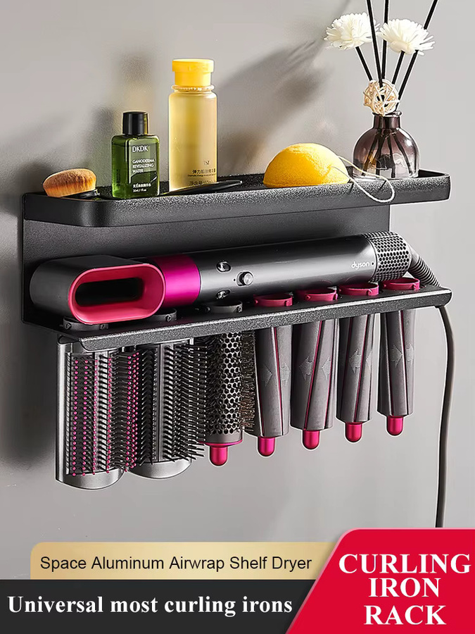 FALANGSHI Wandhalterung für Dyson Airwrap Haartrockner und Lockenwickler, Organizer für das Badezimmer, Schwarz, FR2002 - Bild 2