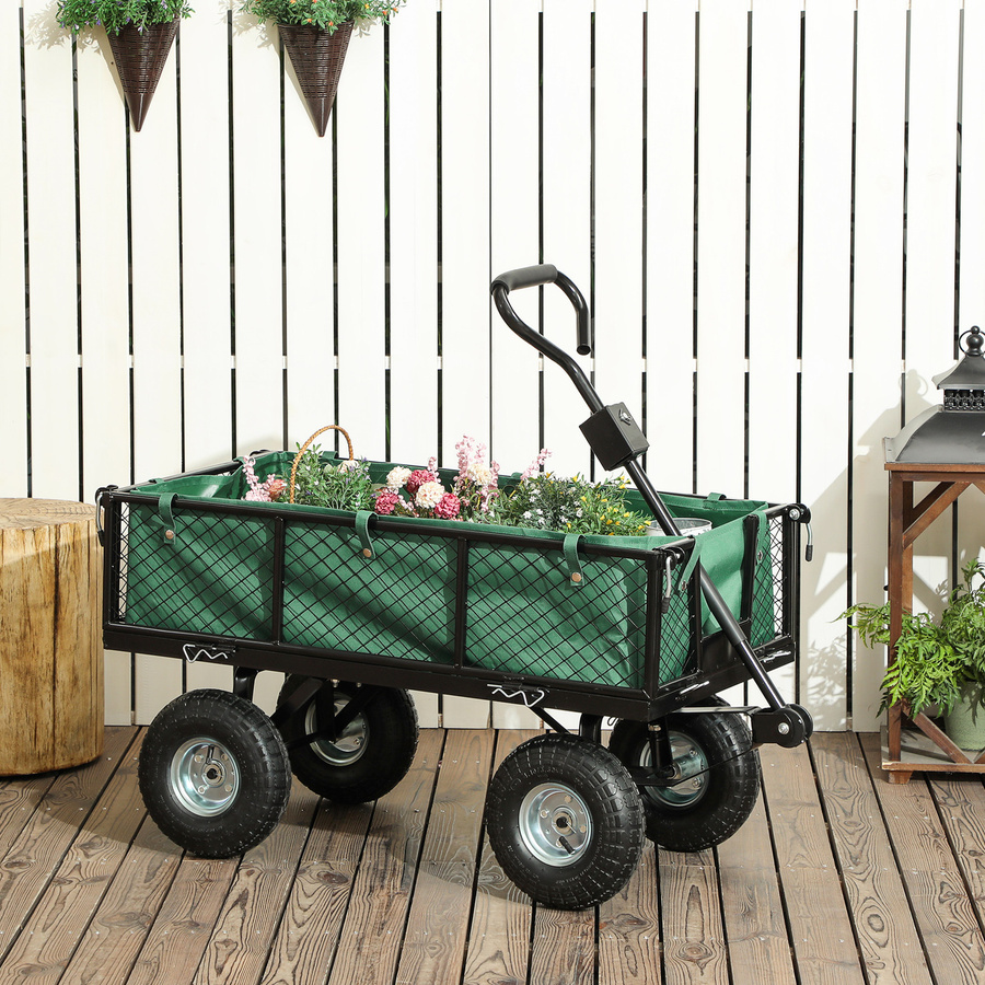 Outsunny Gartenvonwagen Grün mit 114 l Volumen, 200 kg Tragfähigkeit und abnehmbaren Seitenwänden, B/T/H: 105 x 51 x 54 cm - Bild 2