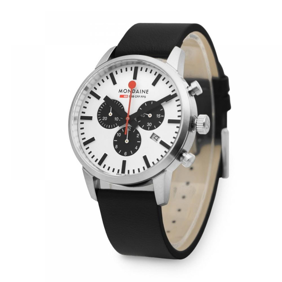 Mondaine Chronograph, Quarz, Edelstahl, 41 mm, Leder, Herren - Bild 2