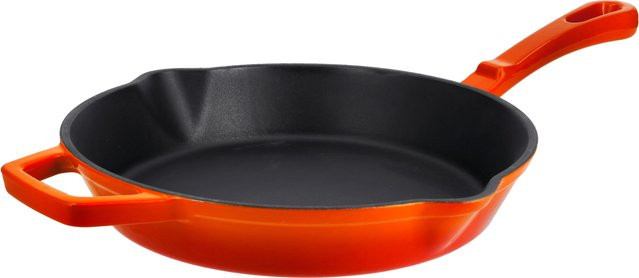 SILVERCREST Premium-Gusseisenpfanne als Grillpfanne, emailliert, Orange, Durchmesser: 28,0 cm - Bild 1