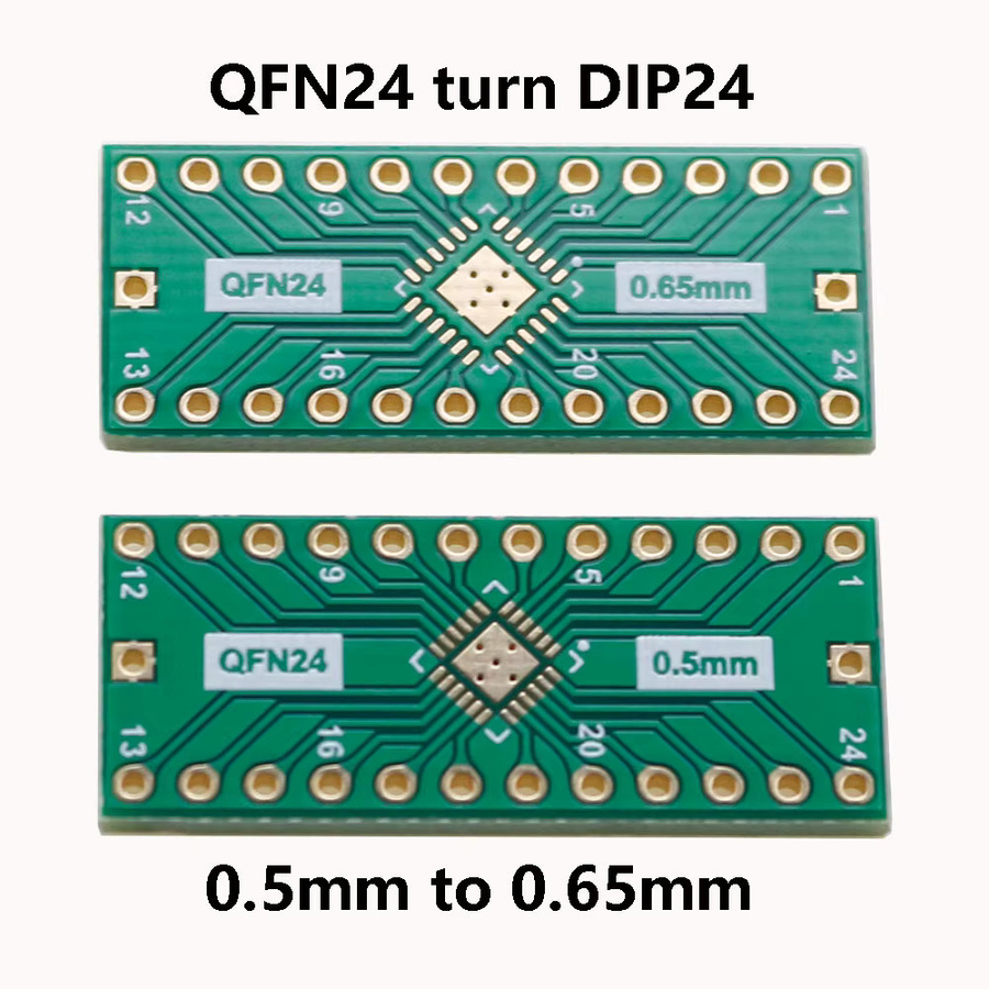 QFN24 auf DIP24 SMD Adapterplatte für IC-Adapter, 0,5 mm auf 0,65 mm, Farbe: Grün - Bild 2