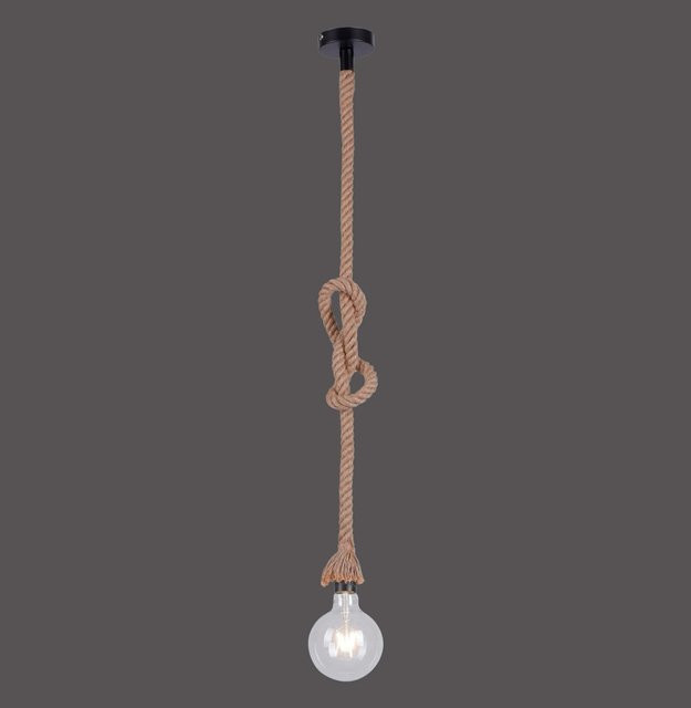 Just Light. Pendellampe Rope 1-flammig Schwarz mit Tau-Design und E27 Fassung - Bild 1