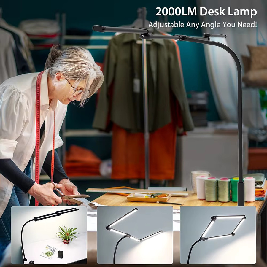 24 W LED Computertischleuchte mit Klemme in Schwarz, ultrahelle Schreibtischlampe mit 5 Farbtemperaturen und 10 Helligkeitsstufen, augenschonende Monitorlampe für Home Office und Task Lighting - Bild 5