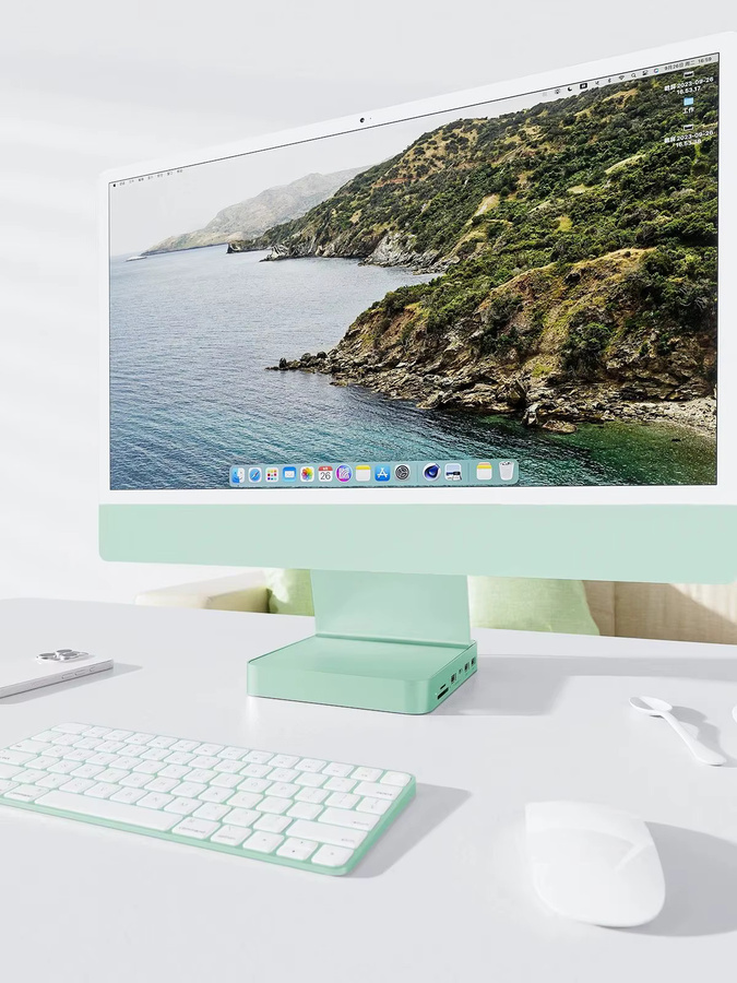 PULWTOP USB C Hub Dockingstation mit USB-C 10 Gbit/s, USB-A und SD/TF Slot zur Erweiterung von M.2 SSD für iMac M1/M3/M4 - Bild 2