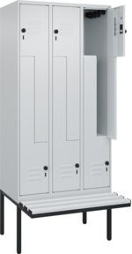 C+P Z-Spind Classic PLUS Sitzbank mit 6 Fächern, Grau, B/T/H: 212,0 x 90,0 x 81,5 cm - Bild 1