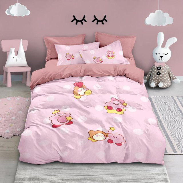 Flylo Kirby Star Allies Bettwäscheset mit Bettbezug und Kissenbezug, Weiß, B/H: 100 x 135 cm - Bild 1