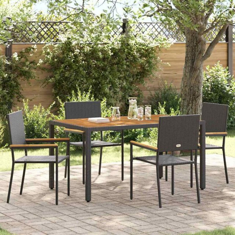 Vidaxl Garten Essgruppe aus Holz und Metall in Schwarz und Braun, 5-teilig, B: 150 cm, T: 90 cm, H: 75 cm - Bild 1
